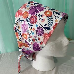 Floral Scrub Cap With Strings